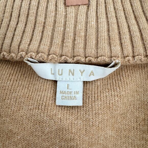 LUNYA‎ Cozy Cotton Silk Pullover 1/4 Zip Sweater Tan Size Large - Picture 6 of 10